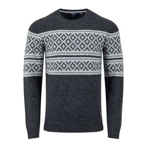 Weird Fish Mens Wicklow Fair Isle Crew Neck Sweatshirt / Black